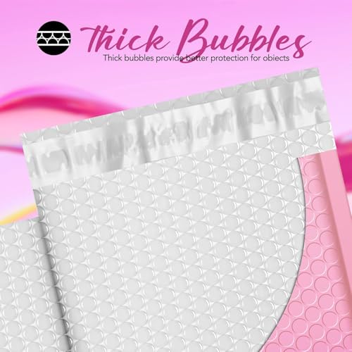 Image of Fuxury Bubble Mailers 6x10 inch 100 Pack Gradient Pink Thick Padded Envelopes | Usable Size 6x9 for Small Business, Self Seal Waterproof Bubble Shipping Envelopes for Jewelry, Cosmetics, Crafts, Gift