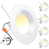 Ensenior 4 Pack 5/6 Inch LED Can Lights Retrofit Recessed Lighting, Metal Baffle Trim,...