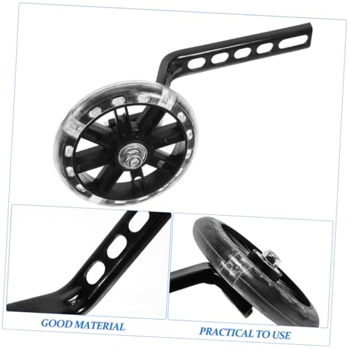 Ruedas de entrenamiento Cabilock ajustables color negro para bicicleta, 2 pares de ruedas auxiliares silenciosas con luz de balance miniatura 7