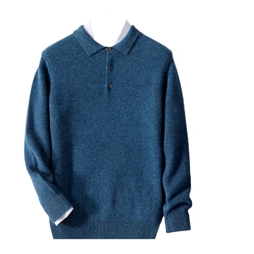 Dcvmvmn Men's Spring Long Sleeve Sweater Casual Merino Wool Pullover Basic Knitwear Jumper Sea Blue