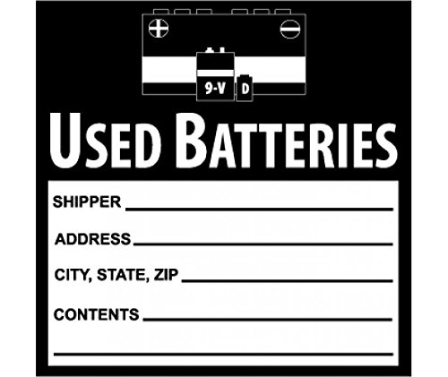 NMC National Marker Corp. HW37ALV Labels, Used Batteries, 6 Inch X 6 Inch, PS Vinyl, 500/Roll