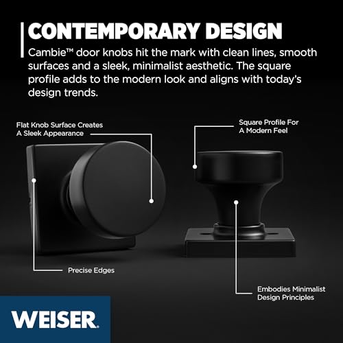 Weiser Cambie Matte Black Door Knob, Interior Door Handles/Passage Knobs for Hall and Closet Door, Non-locking Hall/Closet Door Handle, Modern Home Décor by Weiser - Image 2