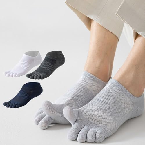 Five Finger Socks Solid Color Thin Men's Socks Quality Sweat-absorbing Ankle Short Socks for Men(Medium grey)3