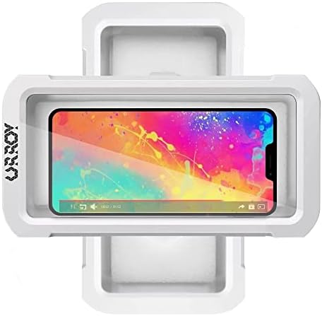 URROY Waterproof Shower Phone Holder, 360° Rotation Shower Phone Case, Anti-Fog High Sensitivity Cover Mount Box for Bathroom Wall Mirror Bathtub Kitchen, Compatible with 4" - 7" Cell Phones
