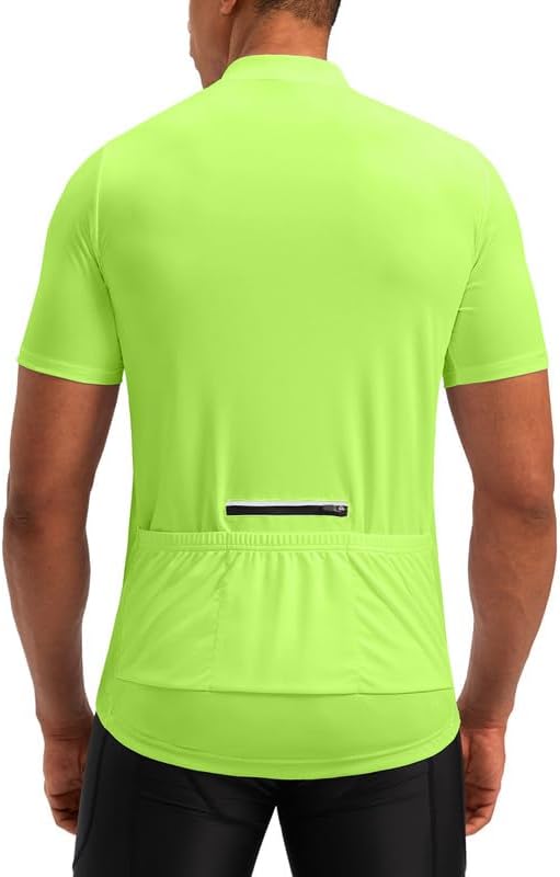 Maillot de ciclismo para hombre, manga corta que absorbe la humedad, UPF, media cremallera, camisas de ciclismo para montar en carretera, bolsillos con cremallera