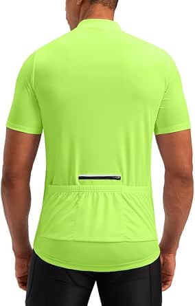 Bikewa Men's Cycling Jersey Short Sleeve UPF Moisture Wicking Zipper Pockets
