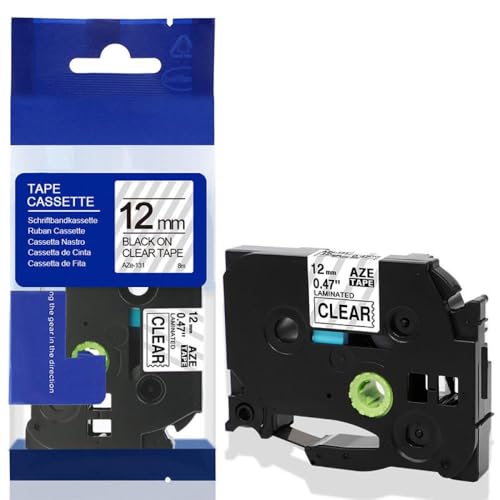 xv^[f12mm݊xe[vTZE631 TZE231 TZE131 PTH110 PTP710BT PTD200 PTD210 PTH100œ(Black on Clear)