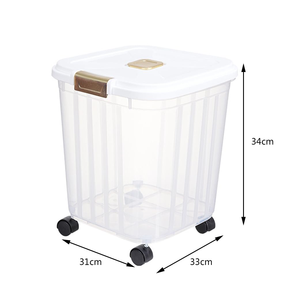 SMELL & SMILE Contenedor de Comida para Perro Contenedor pienso Perros con Ruedas Contenedor para Pienso Contenedor de Alimentos para Mascotas Caja de Alimentos (31 * 33 * 34CM)