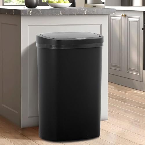 Capacmkseh 13 Gallon/50 L Kitchen Trash Can with Lid, Garbage Can with Touch-Free Lid, Cute Automatic Trash Can Bathroom Trash Bin, Motion Sensor Waterproof Trash Bin