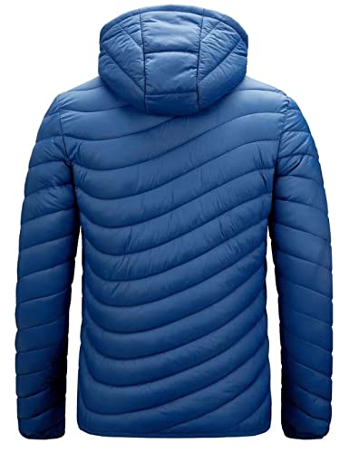 Men Winter Jackets with Hood Winter Warm Multi Pockets Zip Up Puffer Coat Lightweight Packable Down Jacket3