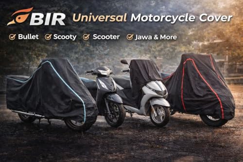 Image of Bike Cover Compatible with Bajaj Pulsar NS 300 | Water Resistant Universal Motorcycle Rain Cover | UV, Dust & Scratch Protection | All Weather | Black Blue Piping Elastic