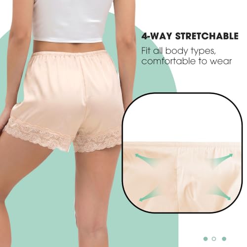 Image of MANCYFIT Satin Bloomers for Women, Lace Hem Slip Shorts