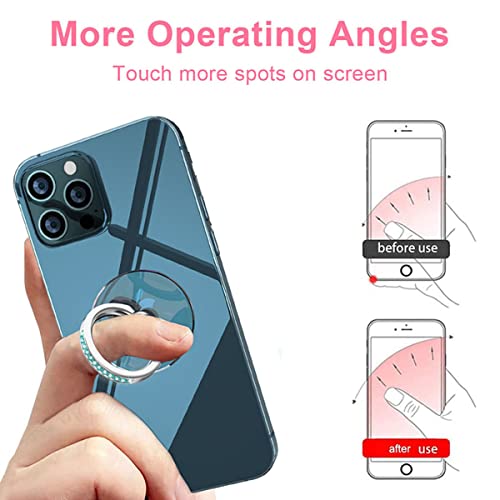 4 Pcs Kutumyqc Cell Phone Ring Holder Stand Diamond Transparent Finger Grip Clear 360° Degree Rotation Kickstand Compatible Iphones And All Phones (Silver Pink Blue Aquamarine) #TOP3