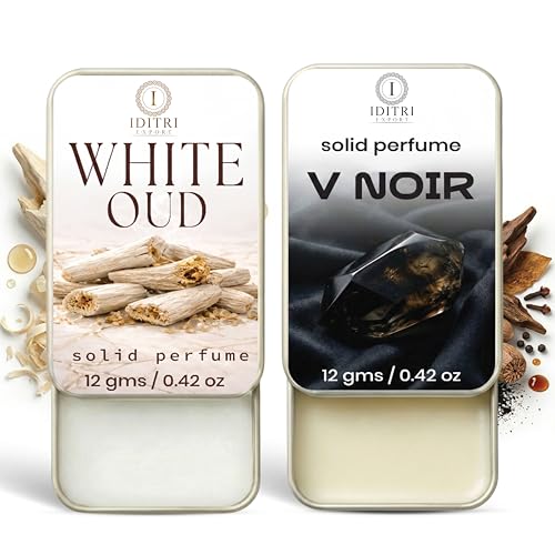 Image of IDITRI EXPORT Solid Perfume |V Noir&White Oud Alcohol Free Wax Perfume Balm, Long Lasting | Pocket Tin 12g, Pack Of 2| Non Greasy Smooth Glide, Travel Friendly Men And Women