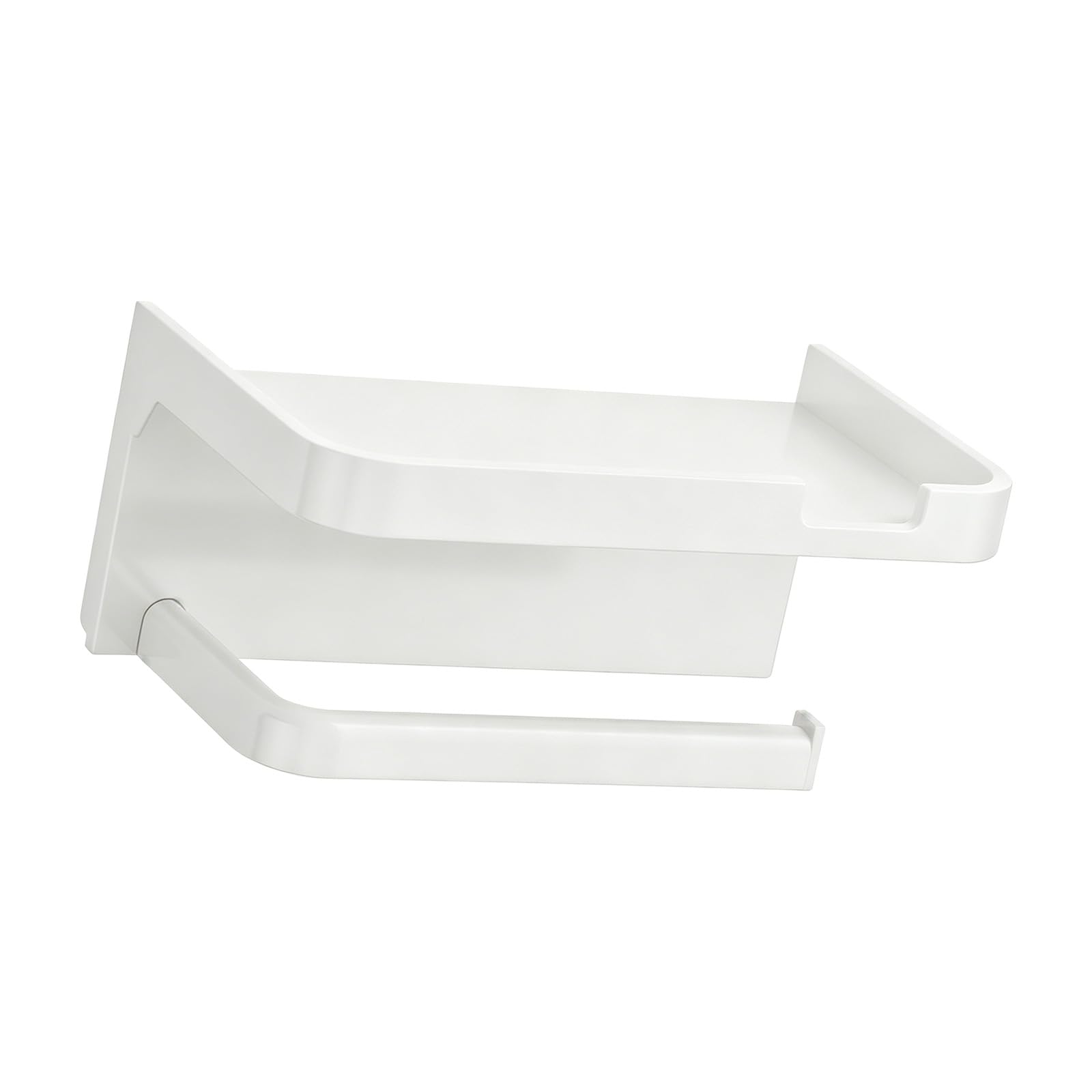 PANGBOER Modern Wall Shelf with Phone Stand and Toilet Roll Holder, Design, Easy Mounting for Bathroom Space Saving Multipurpose Wall Planner