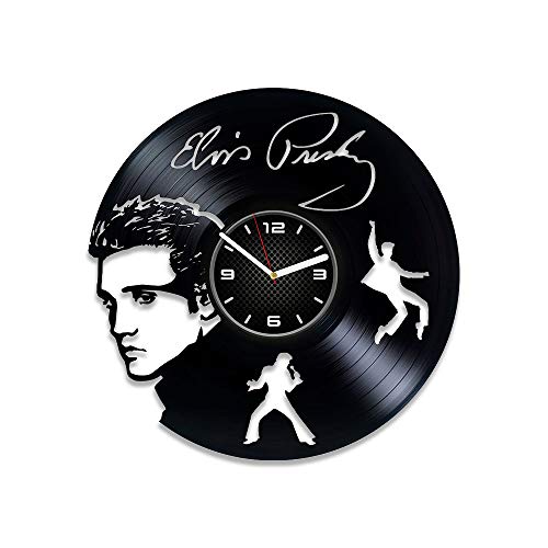 Kovides Elvis Clock Elvis Vinyl Record Wall Clock Elvis Vinyl Clock Elvis Wall Clock Vintage Gift for Man LP Clock 12 inch Clock Elvis Gift