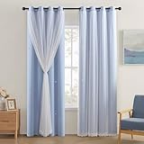 XiDi Light Blue Curtains for Bedroom, Girls Room Blackout Curtains, Kids Room Darkening Curtains Decor, 1 Panel 34/63/1