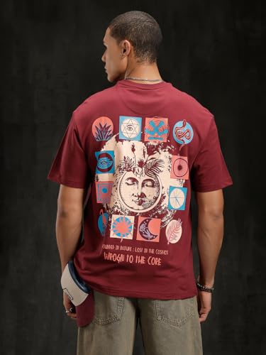 Image of WROGN Men's Pure Cotton T-Shirt | Printed Design | Oversized Fit