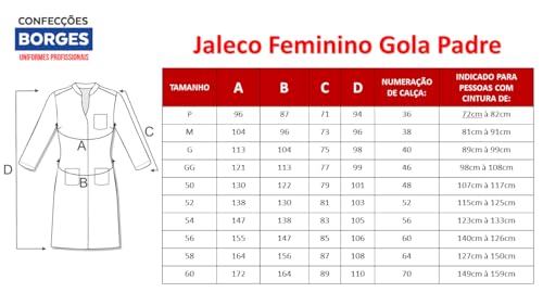 Jaleco Gola Padre Feminino Oxford (G)