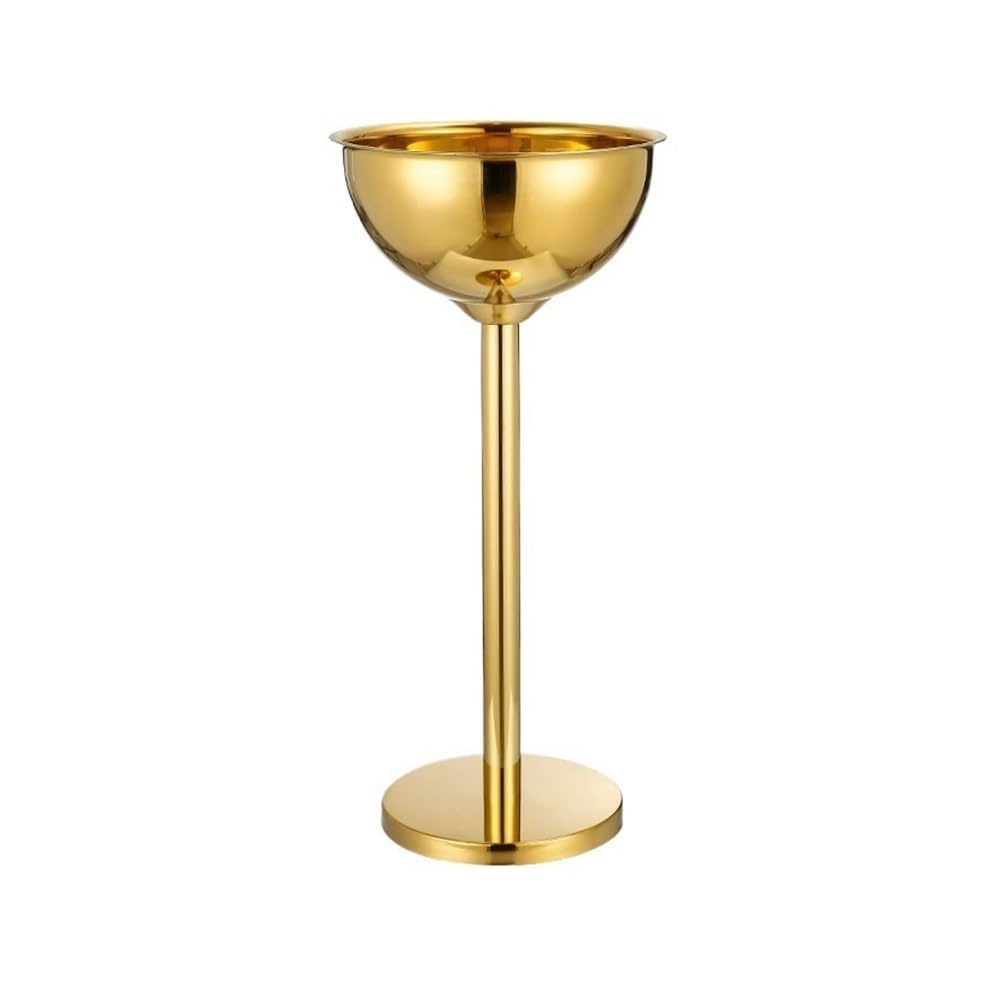 Cubo de Hielo Cubo de Vino Hielo for Fiesta en casa, Cubo Vertical Acero Inoxidable, for champán, Lavabo Grueso for al Aire Libre Cubo de Hielo frío para Barra(Gold)