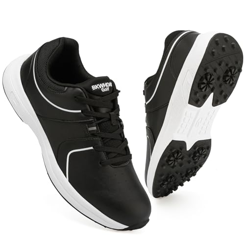 BKWHDAY Golf Shoes Mens Waterproof Professional Outdoor SpikedGolf Cleats Men Baseball Turf Coaching Referee Black by BKWHDAY - Used condition - US$18.51
