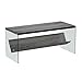 Convenience Concepts SoHo Glass Coffee Modern Living Table with Storage Shelf, Contemporary Family Room, Weathered Gray