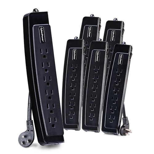 CyberPower CSP604TMP6 Professional Surge Protector, 1350J/125V, 15A, 6 Outlets, 4ft Power Cord, Data Line Protection, 6 Pack, Black