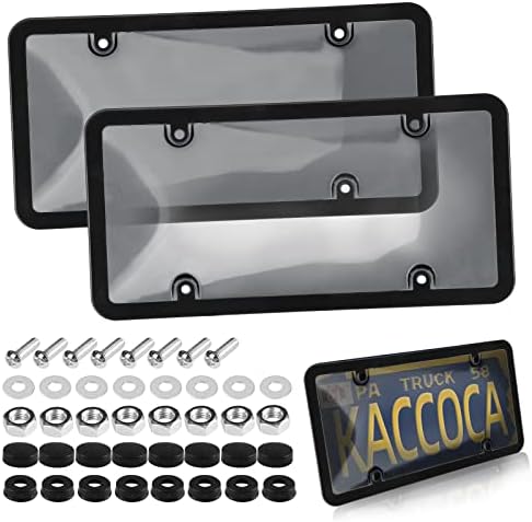 Tinted License Plate Covers Smoked Unbreakable Frame Shield Combo fits Any Standard US Plates,Novelty Bubble Design Covers - Screws Included