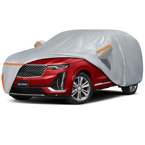 Image of Car Cover for 2019-2026 Cadillac XT6, Waterproof Custom-fit Sun Rain Dust Snow Wind All Weather Protection Outdoor XT6 Full Car Cover with Cotton Lining and Door Zipper-Gray