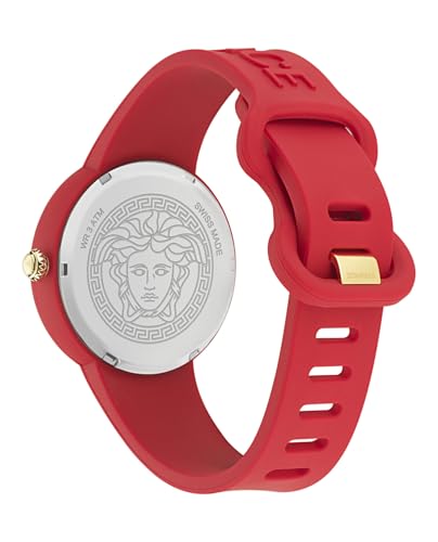 Versace Medusa Pop Collection Luxury Womens Watch Timepieces with a Red Strap, Case and Dial3