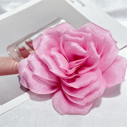 Image of Flash Camellia Flower Brooch Pin for Women Men Elegant Texture Fabric Dahlia Rose Floral Brooches Lapel Pins Dainty Wedding Holiday Party Costume Dress Accessories Jewelry