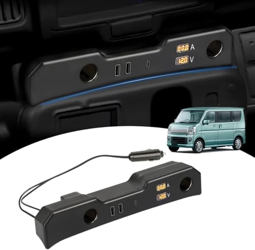 【令和5年 登場新モデル】SUNVIC エブリイワゴン DA17W 増設電源ユニット エブリイバン da17V 増設用キット シガーソケット USBポートx2 Type-Cx1 電圧計 電流計付き 搭載 急速 取付簡単 同時充電