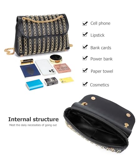 Image of Sweetovo Rhinestone Clutch Purse, Sparkly Evening Bag with Chain for Women