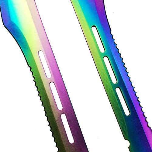 Tactical Master 27" Twin Tactical Machete 2 Pcs Set, Fantasy Katana Double Sword. for Collection, Gift, Camping, Outdoor Sports (Rainbow)