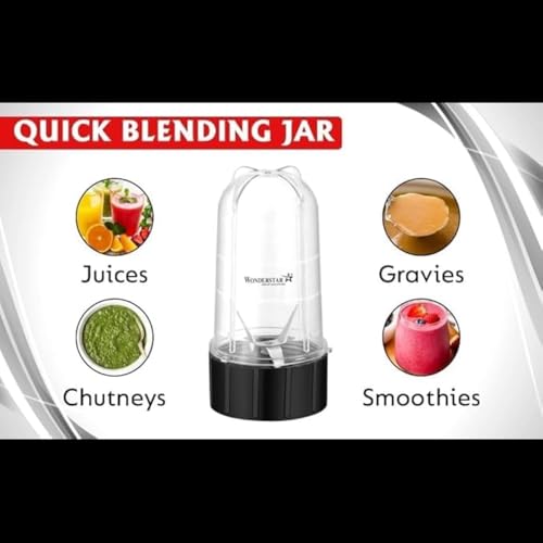Image of Wonderstar Nutri Blender Jar, 500ml Capacity, Black Base with Clear Container||compatible for wonderchef nutri blend mixers ||match and buy