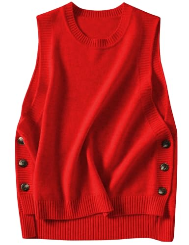 Image of Mingzhu Womens Sleeveless Round Neck Pullover Low Ribbed Knit Sweater Vest