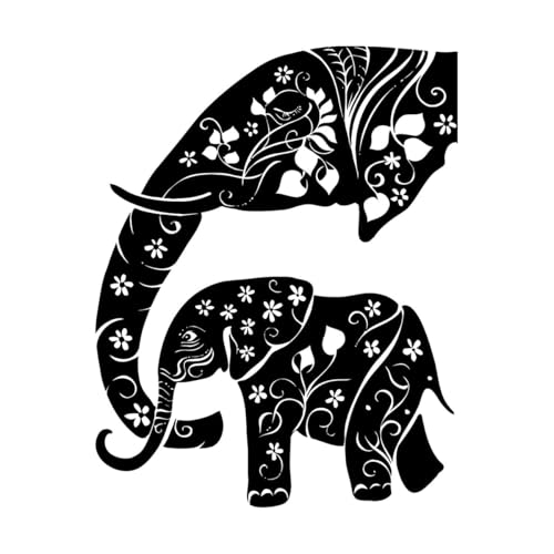 Adesivi artistici in vinile Famiglia di elefantini Animali africani Astratto 51x65cm Cultura del tatuaggio Nero