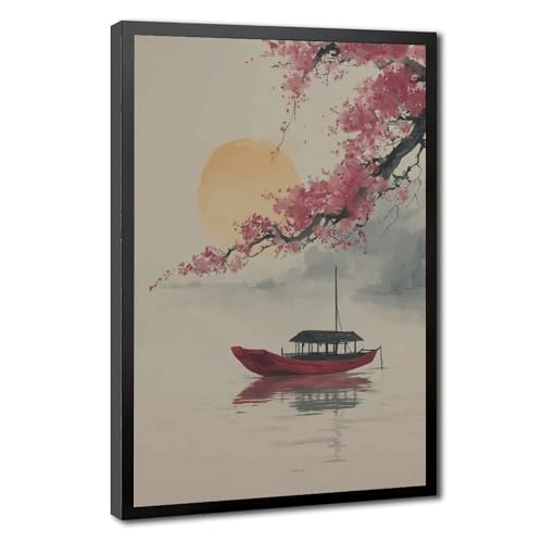 Poster navires japonais fleurs de cerisier idée cadeau pour chambre