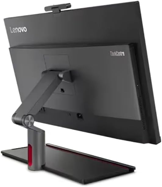 Rear view of the Lenovo ThinkCentre M90a Pro Gen 4 Business PC, showing various ports and the stand mechanism.