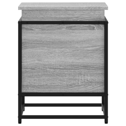 Boîte de rangement en bois structure métal table d'appoint gris