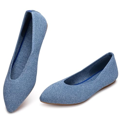 Image of Frank Mully Womens Pointed Toe Flats Knit Dress Shoes Comfort Women Shoes Softable
