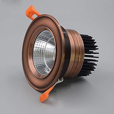 Mrdsre Antique Copper Round Recessed Downlight LED Vintage Aluminum Super Bright Spotlight for Bathroom Bedroom Kitchen Waterproof Ceiling Panel Lights (Color : 3000K (warm light), Size : 3W) Cover