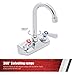 DuraSteel Commercial Hand Sink Faucet - Wall Mount Sink Faucet 4 Inch Center for Kitchen Small Sinks - 3-1/2 Gooseneck Spout Lever Handle - 2 Hole Wet Bar Faucets Laundry Tub Restaurant Utility Room