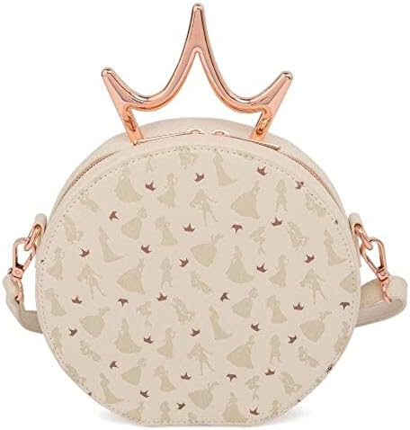 Loungefly Womens Princess Metal Crown Faux Leather Shoulder Handbag Ivory Small