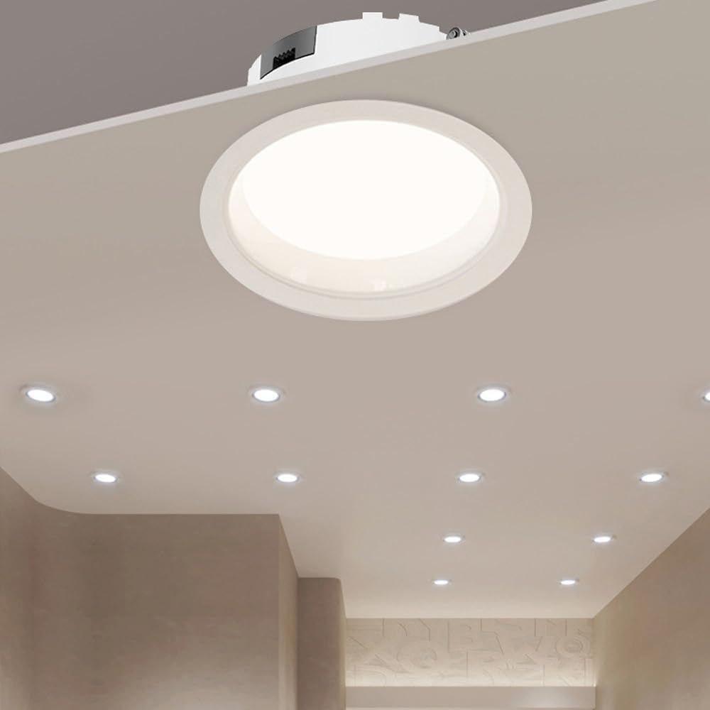 XBTGS Confezione da 5 faretti LED da incasso rotondi ultra sottili con copertura, 18 W, illuminazione da incasso sottile, in lega di alluminio, Instal, Dark