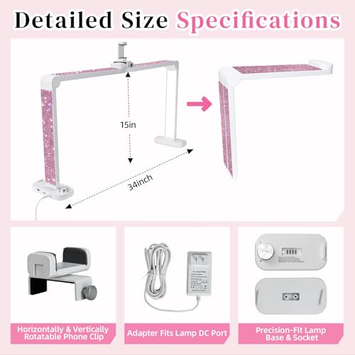 BZJ 34-Inch Nail Light for Desk Foldable Half Moon Nail Art Table Lamp with Stepless Dimming Brightness and Color Temperature for Manicurists Beauty Eyelash Extensions Tattoo Crafts — view 5