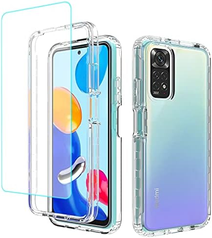 Tothedu Phone Case for Redmi Note 11 (4G)/Redmi Note 11S Case with Tempered-Glass Screen Protector, Clear Full Body Protective Hard PC Shell TPU Bumper Cover Cases for Xiaomi Redmi Note 11 (Clear)