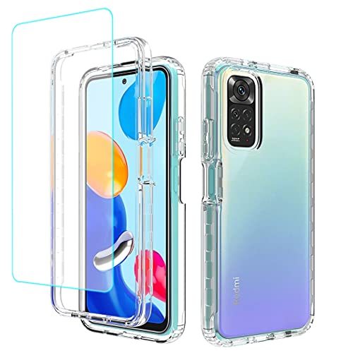 Tothedu Phone Case For Redmi Note 11 (4G)/Redmi Note 11S Case With Tempered-Glass Screen Protector, Clear Full Body Protective Hard Pc Shell Tpu Bumper Cover Cases For Xiaomi Redmi Note 11 (Clear) #TOP3
