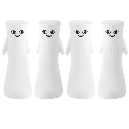 2 pares de meias magnéticas de mãos dadas para casais, meias de sucção para mãos grandes para irmãs