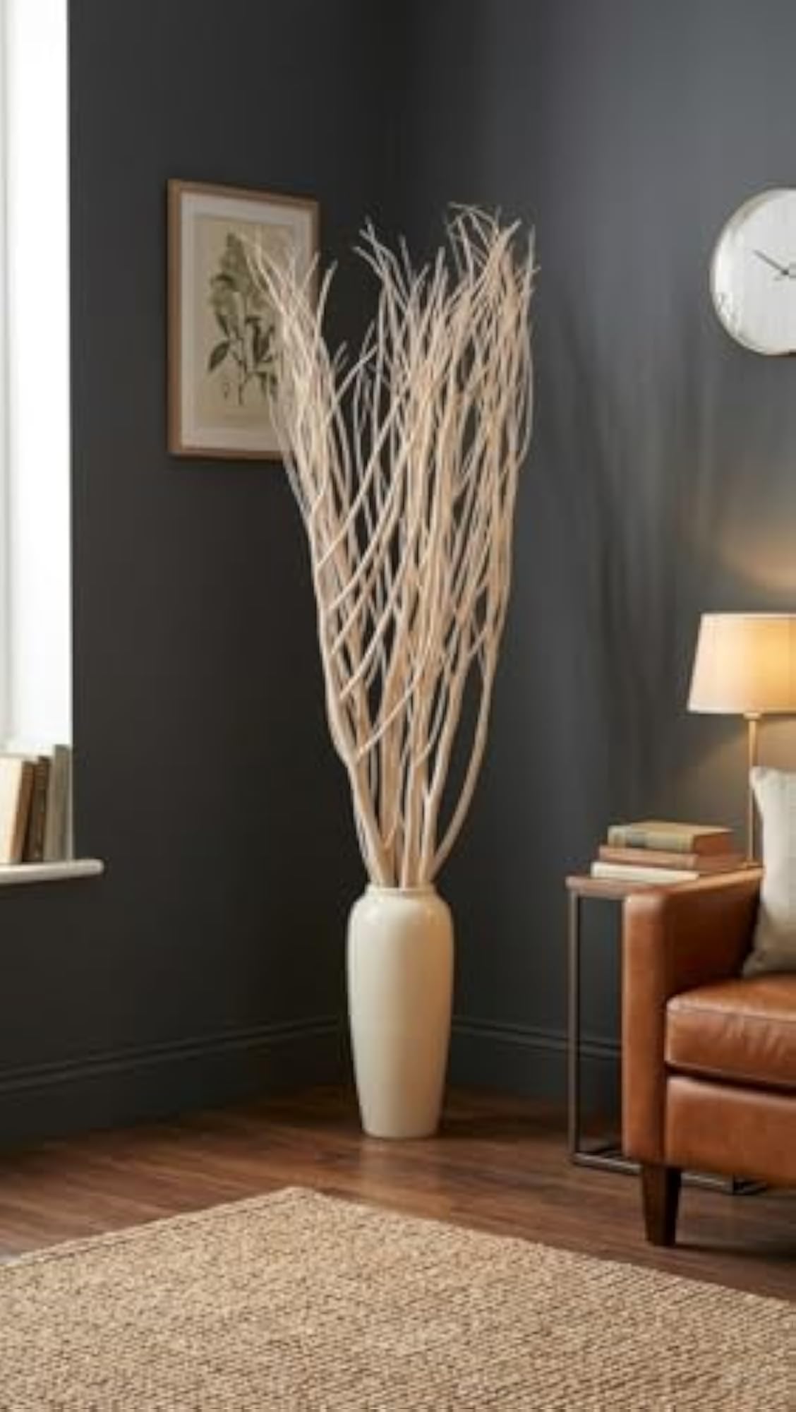 Dried White Curly Willow Stems, 100 cm
